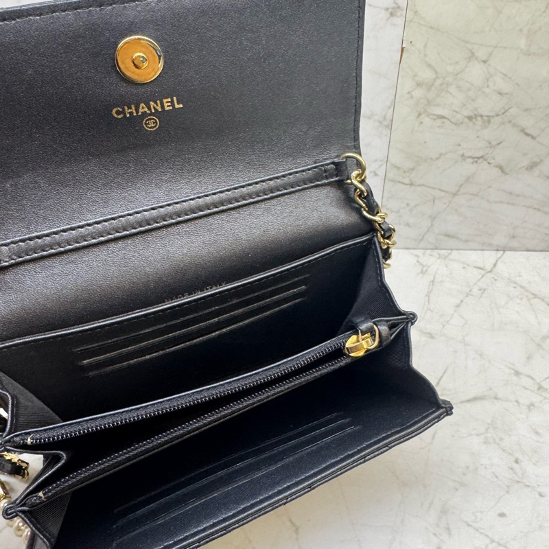 CHANEL珍珠皮穿鍊口蓋鍊包/26-5