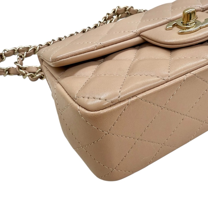 CHANEL - 奶茶色羊皮金釦CF20cm-6
