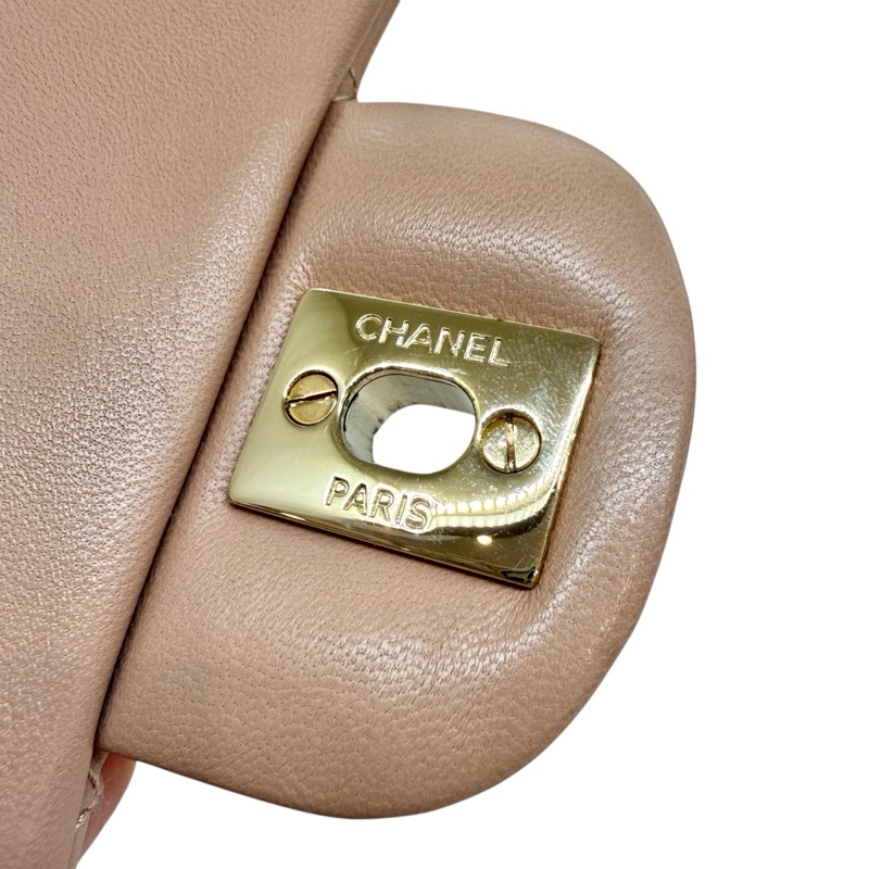 CHANEL - 奶茶色羊皮金釦CF20cm-12