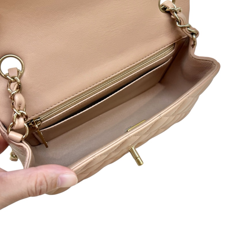 CHANEL - 奶茶色羊皮金釦CF20cm-13