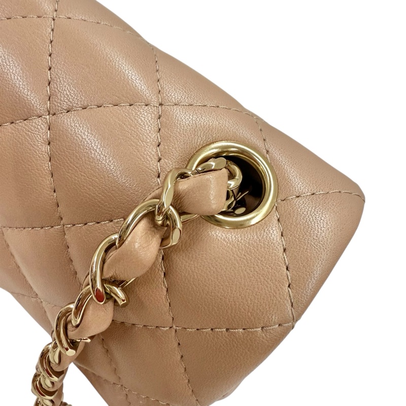 CHANEL - 奶茶色羊皮金釦CF20cm-18