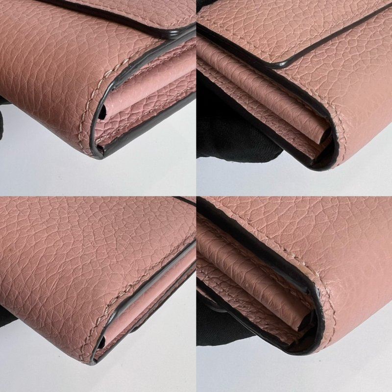 LV M61250 藕粉Capucines小牛皮扣式長夾-10