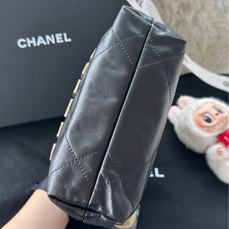 【配件:帶票大全套 💕】Chanel 25K 22bag mini 黑金 黑色 金扣 新款磁吸扣 牛皮 手提 斜挎 單肩 肩帶可拆卸-4