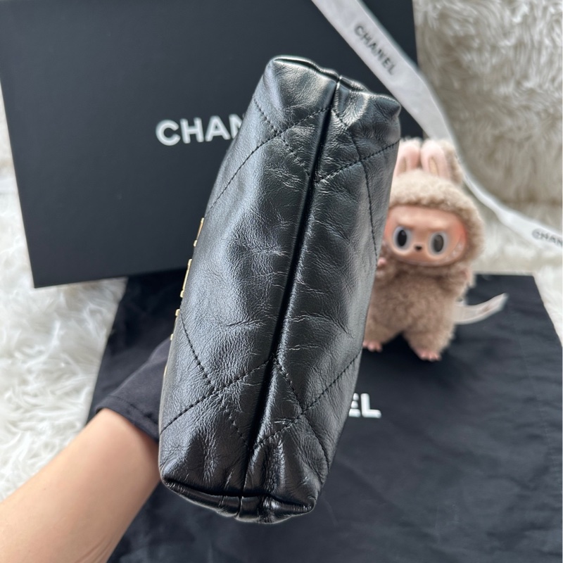 【配件:防塵袋 💕】Chanel 25A 22bag mini 黑金 黑色 金扣 新款磁吸扣 牛皮 手提 斜挎 單肩 肩帶可拆卸-5