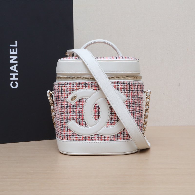 拼色 皮革S 毛呢 27开 浅金扣 白色 皮革C 金扣 编制拼羊皮化妆包-0