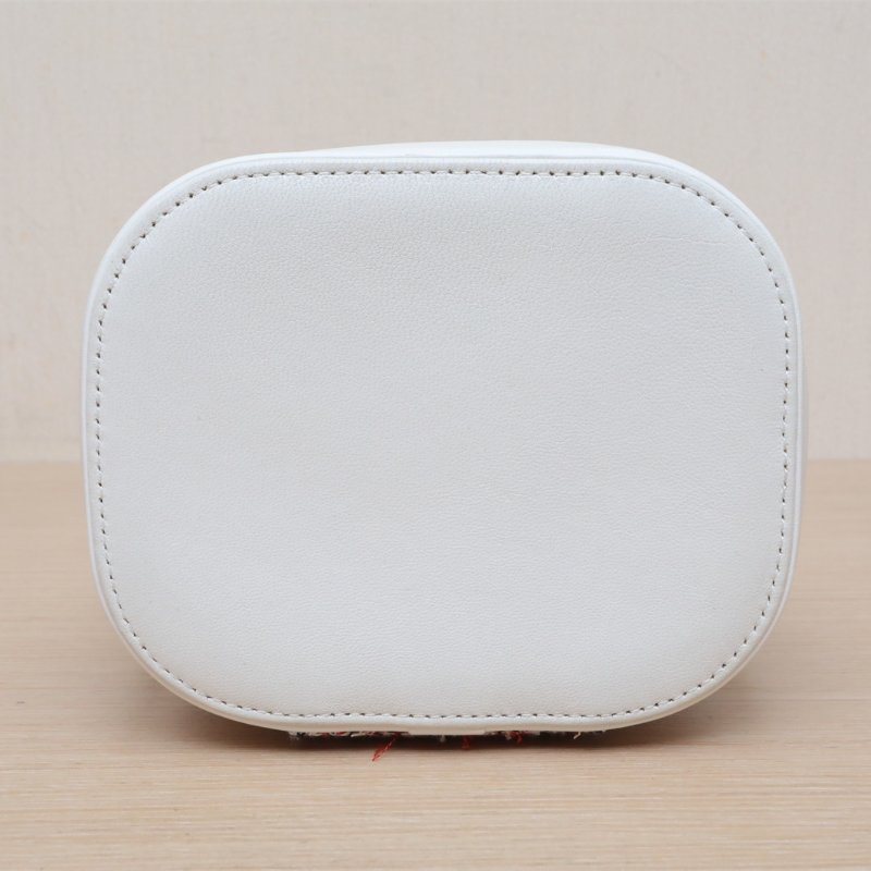 拼色 皮革S 毛呢 27开 浅金扣 白色 皮革C 金扣 编制拼羊皮化妆包-2