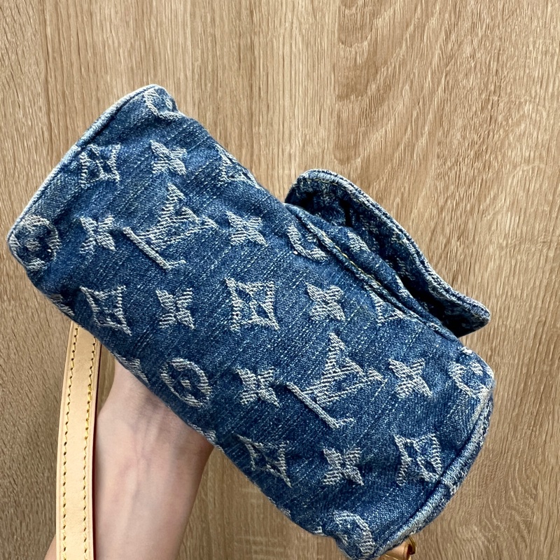 LV 丹寧布金釦Nano Speedy手提斜背包M82950-9