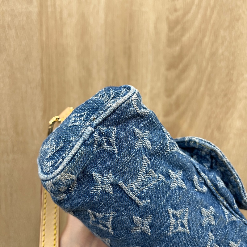 LV 丹寧布金釦Nano Speedy手提斜背包M82950-10