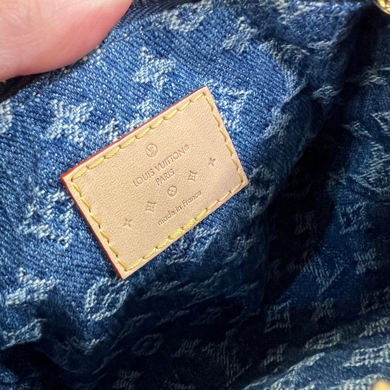 LV 丹寧布金釦Nano Speedy手提斜背包M82950-16