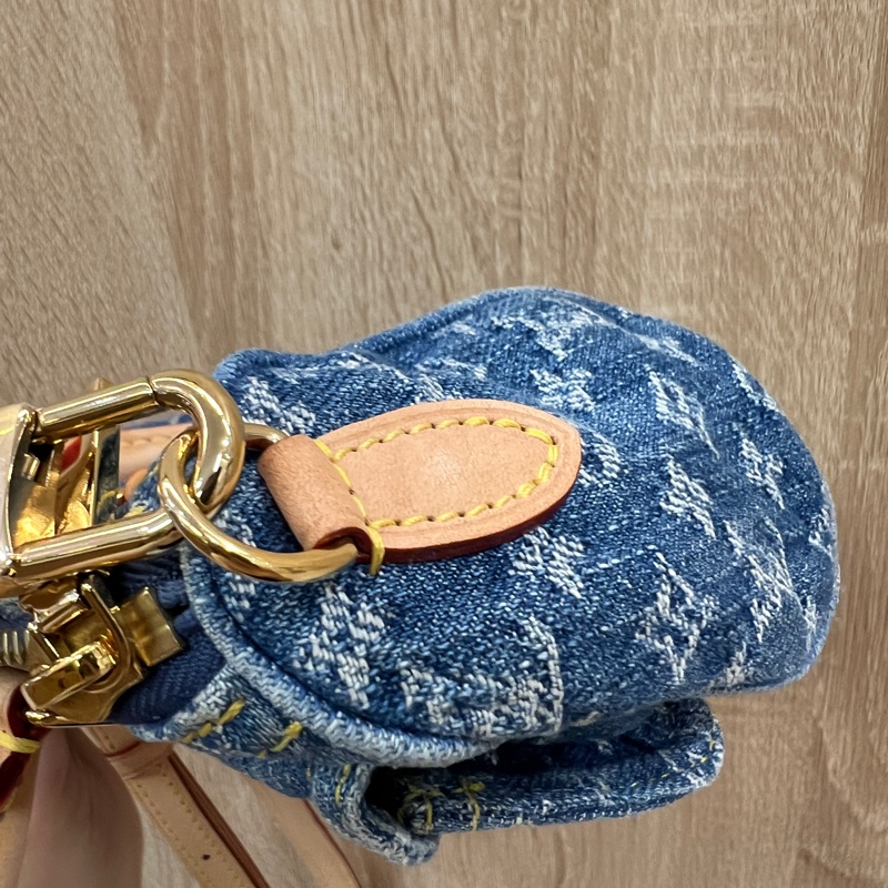 LV 丹寧布金釦Nano Speedy手提斜背包M82950-20