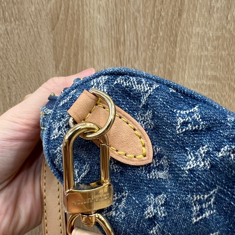 LV 丹寧布金釦Nano Speedy手提斜背包M82950-21