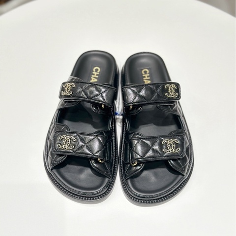 【配件：防塵袋 💕】Chanel 魔術貼 涼鞋 雙logo