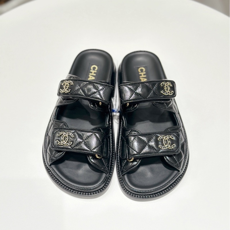 【配件:防塵袋 💕】Chanel 魔術貼 涼鞋 雙logo-0