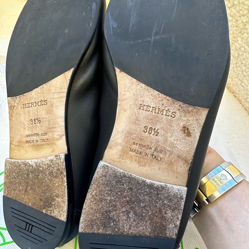 Hermes愛馬仕豬鼻子樂福鞋,38.5,黑色金扣款,公價8050。-15
