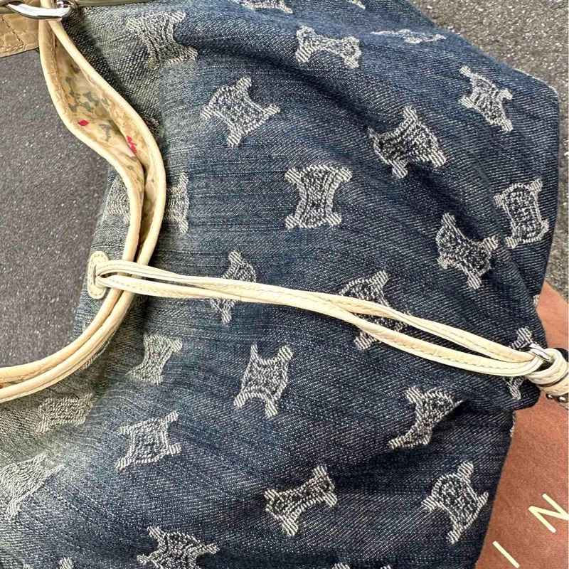 Celine老花單寧腋下包-5