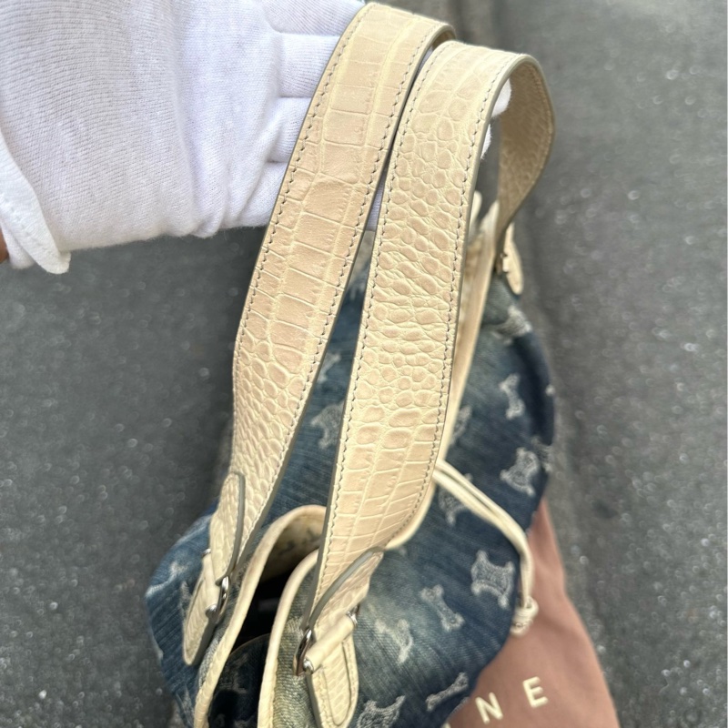 Celine老花單寧腋下包-6