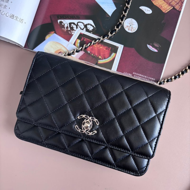 ::CHANEL:: A80982 香奈兒 TRENDY系列經典雙C LOGO菱格紋小羊皮WOC鏈帶斜背包-0