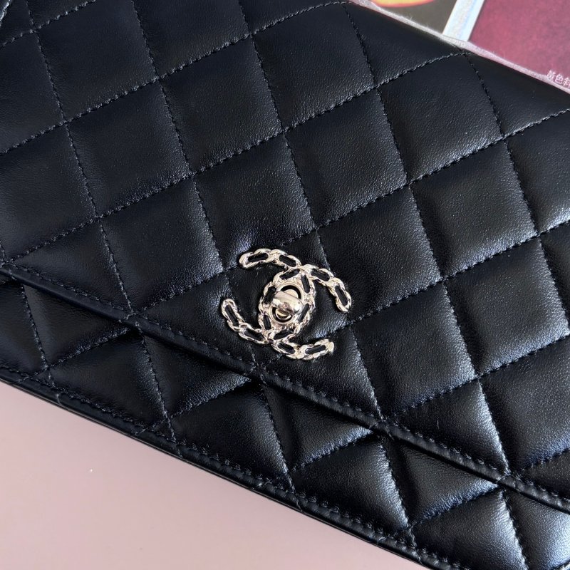 ::CHANEL:: A80982 香奈兒 TRENDY系列經典雙C LOGO菱格紋小羊皮WOC鏈帶斜背包-1