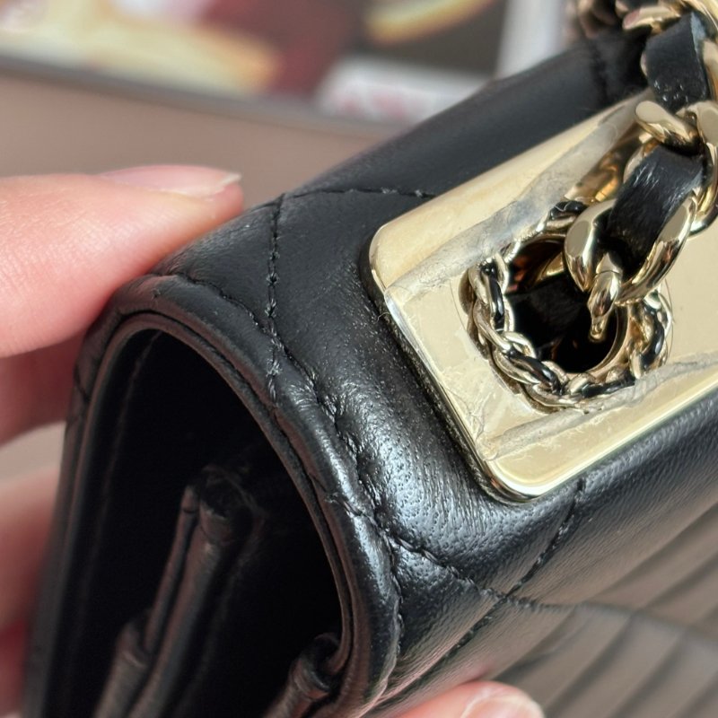 ::CHANEL:: A80982 香奈兒 TRENDY系列經典雙C LOGO菱格紋小羊皮WOC鏈帶斜背包-8