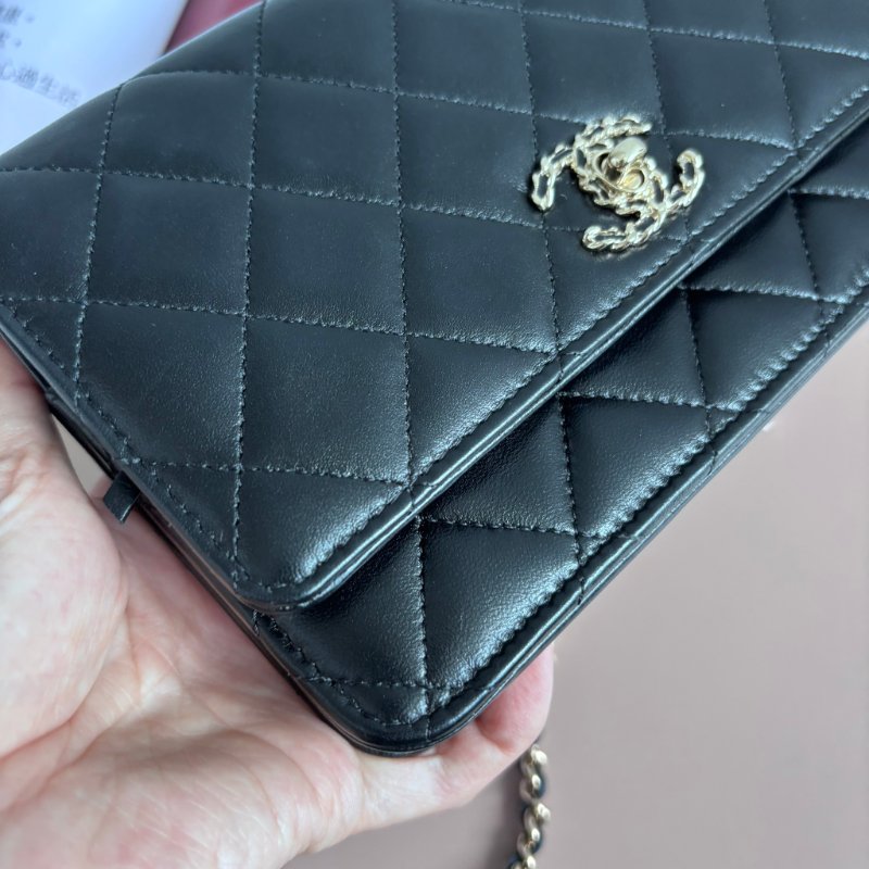 ::CHANEL:: A80982 香奈兒 TRENDY系列經典雙C LOGO菱格紋小羊皮WOC鏈帶斜背包-15