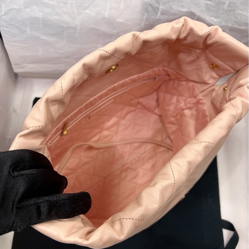 【配件:小票 防塵袋 💕】Chanel 23k 22bag 小號 櫻花粉 金鍊-5