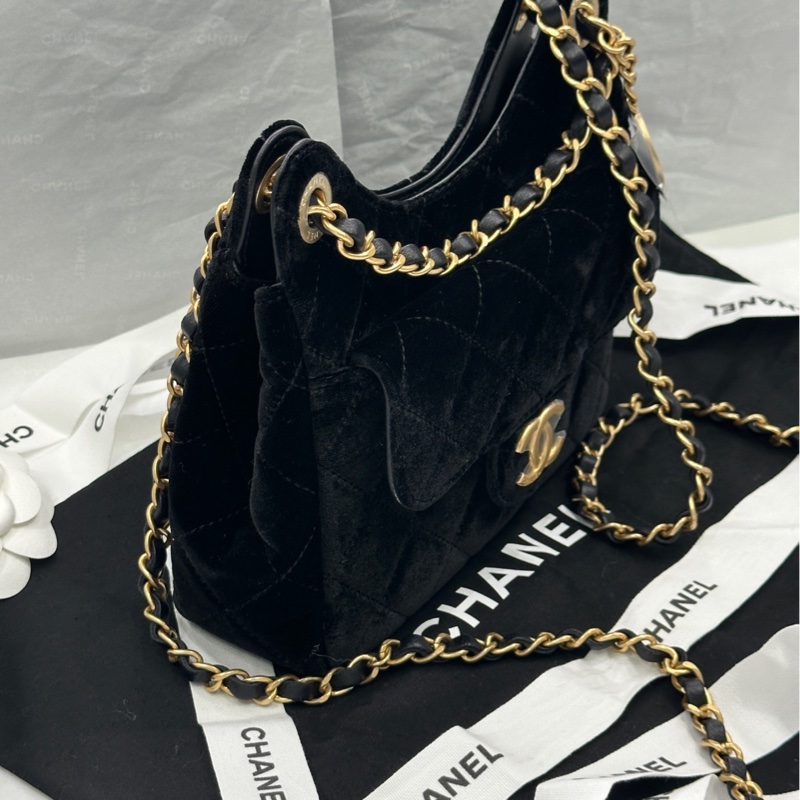 【配件 包裝盒 防塵袋 💕】Chanel 23b 天貓精靈 小號 黑金 絲絨-3
