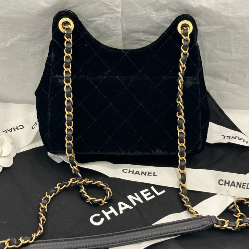 【配件 包裝盒 防塵袋 💕】Chanel 23b 天貓精靈 小號 黑金 絲絨-5