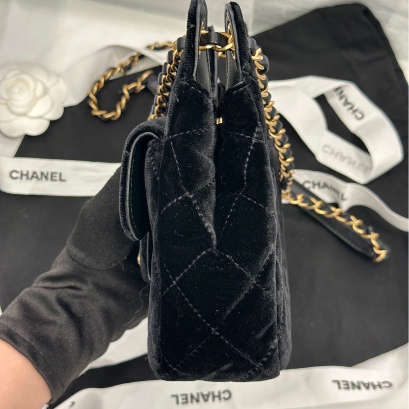 【配件 包裝盒 防塵袋 💕】Chanel 23b 天貓精靈 小號 黑金 絲絨-6