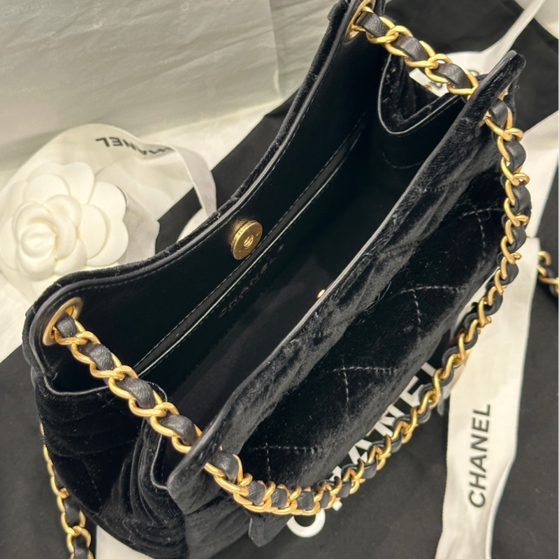 【配件 包裝盒 防塵袋 💕】Chanel 23b 天貓精靈 小號 黑金 絲絨-7