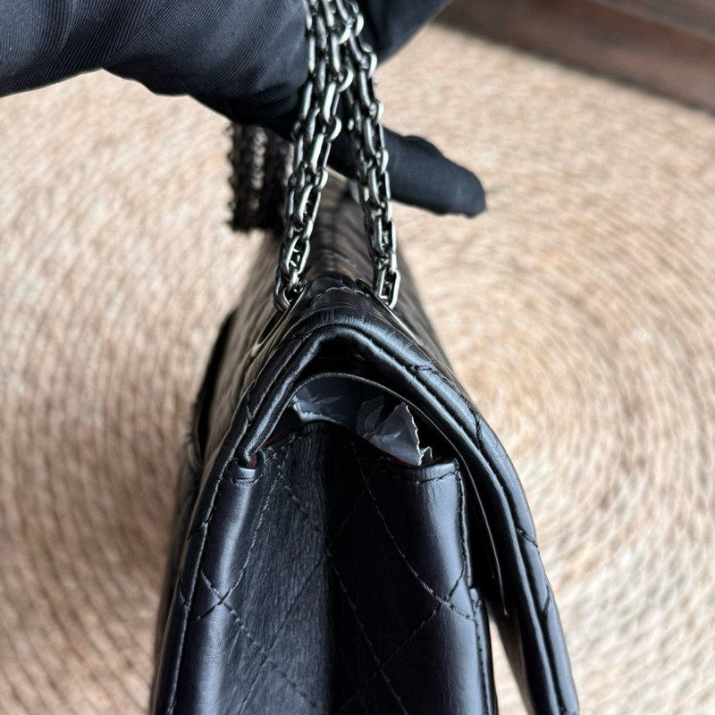 chanel 2.55中號黑銀鏈條包 尺寸約28底長 年份:15開-3