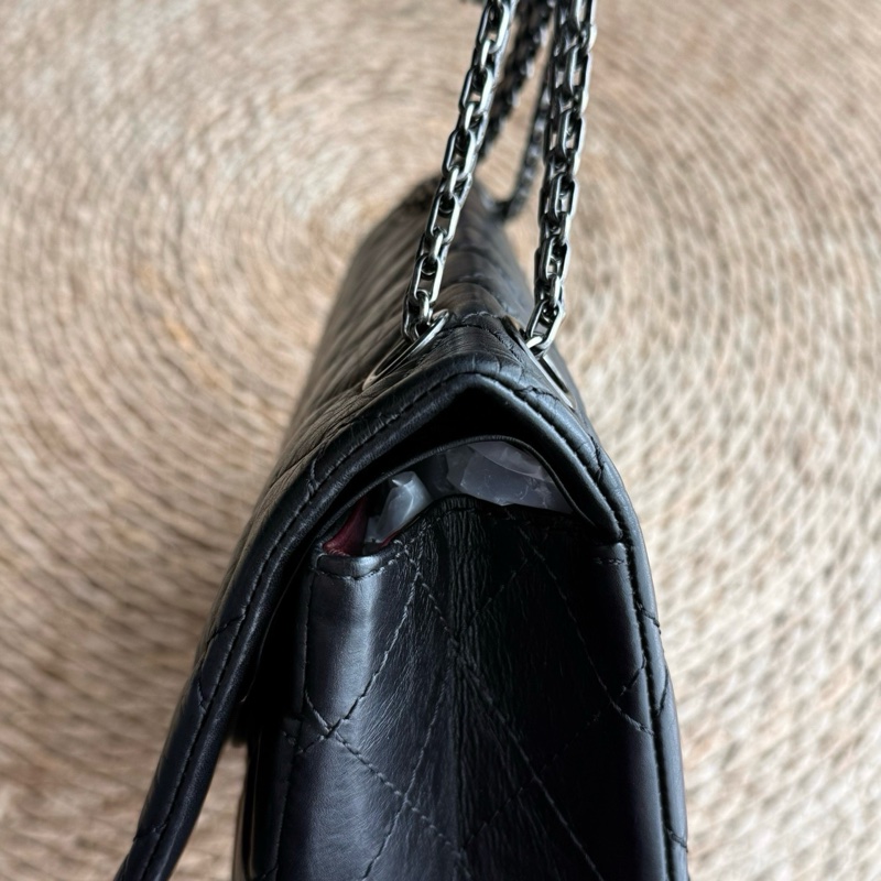 chanel 2.55中號黑銀鏈條包 尺寸約28底長 年份:15開-6