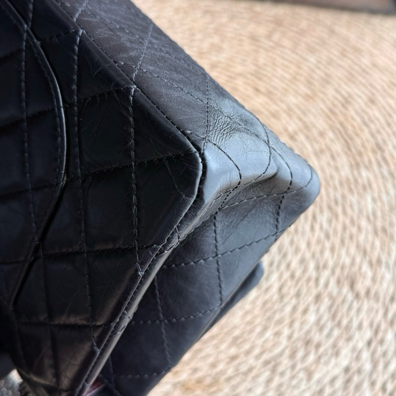 chanel 2.55中號黑銀鏈條包 尺寸約28底長 年份:15開-13