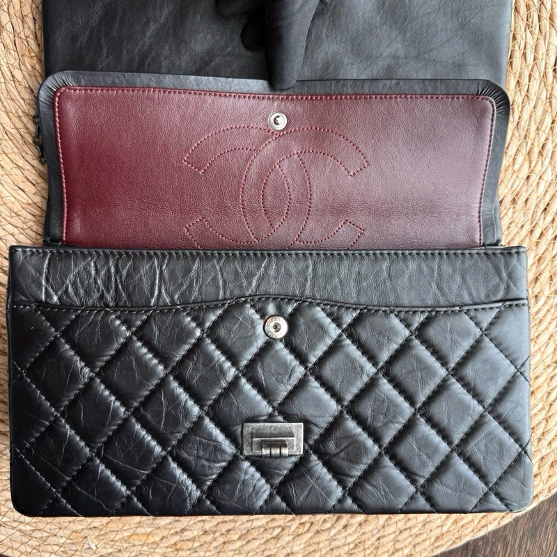 chanel 2.55中號黑銀鏈條包 尺寸約28底長 年份:15開-18