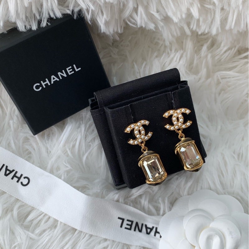 【配件：盒子 小票 💕】chanel 22A 方糖珍珠 耳釘 耳環-2