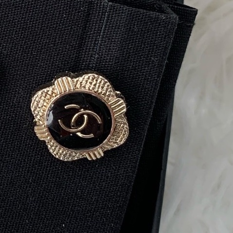 【配件:盒子 小票 💕】chanel 21A 菱形黑金琺瑯耳釘 耳環-4