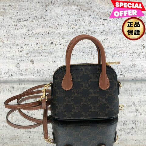 🎉新品好折扣✨Celine 10N572 老花凱旋門 迷你 Honorine 保齡球包 付長肩帶