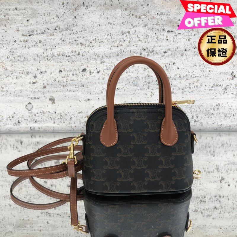🎉新品好折扣✨Celine 10N572 老花凱旋門 迷你 Honorine 保齡球包 付長肩帶-0
