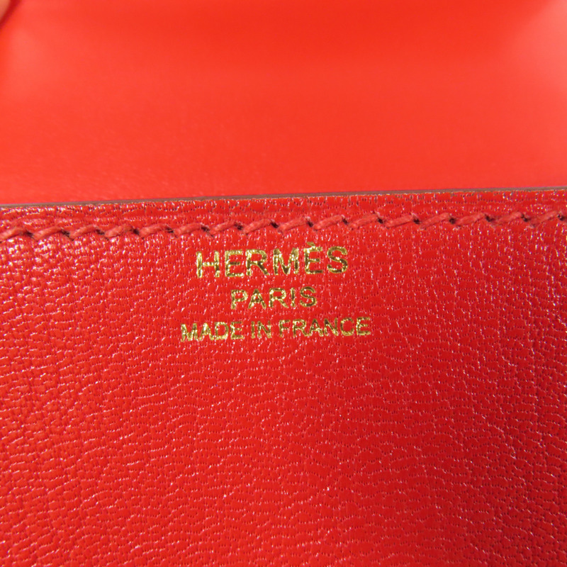 HERMES Chevre皮革Cinhetic Box金扣手挽肩背兩用袋Rouge de Coeur-7