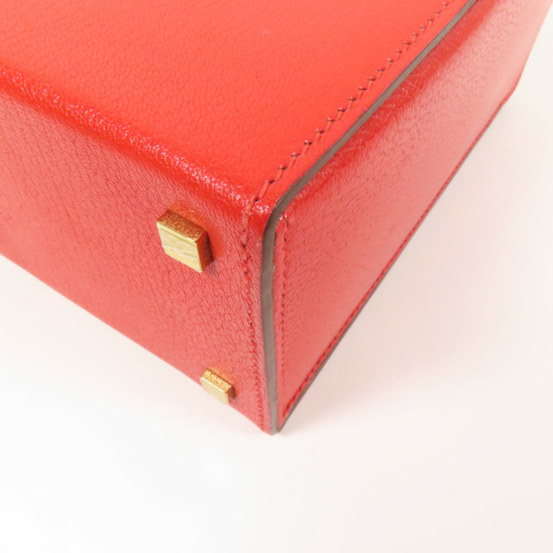 HERMES Chevre皮革Cinhetic Box金扣手挽肩背兩用袋Rouge de Coeur-9