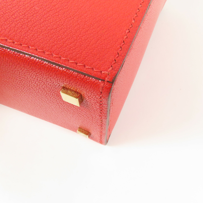 HERMES Chevre皮革Cinhetic Box金扣手挽肩背兩用袋Rouge de Coeur-10