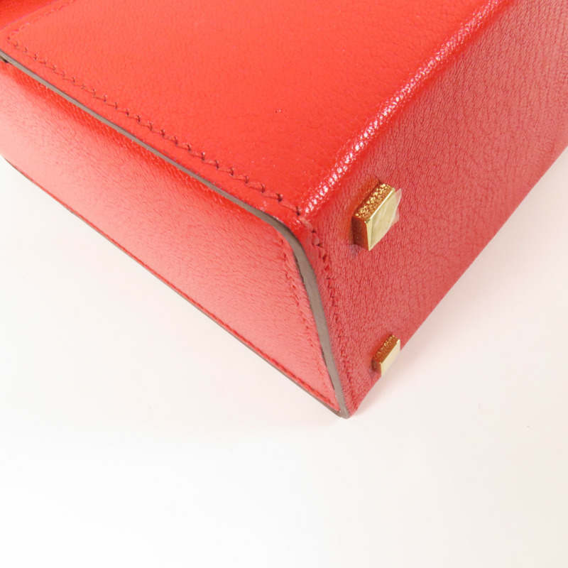HERMES Chevre皮革Cinhetic Box金扣手挽肩背兩用袋Rouge de Coeur-11