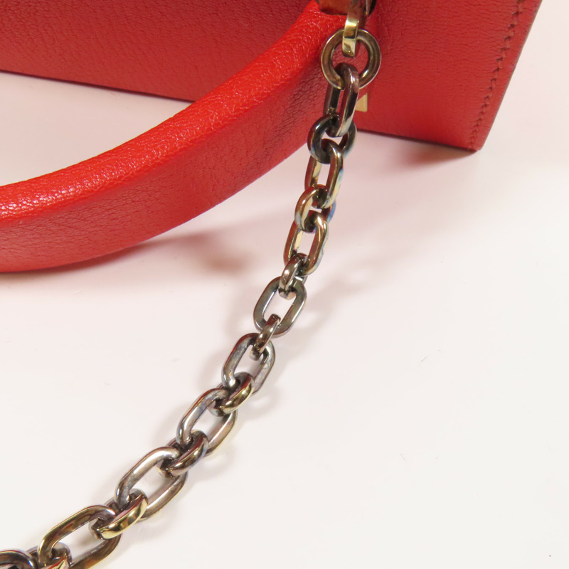 HERMES Chevre皮革Cinhetic Box金扣手挽肩背兩用袋Rouge de Coeur-15