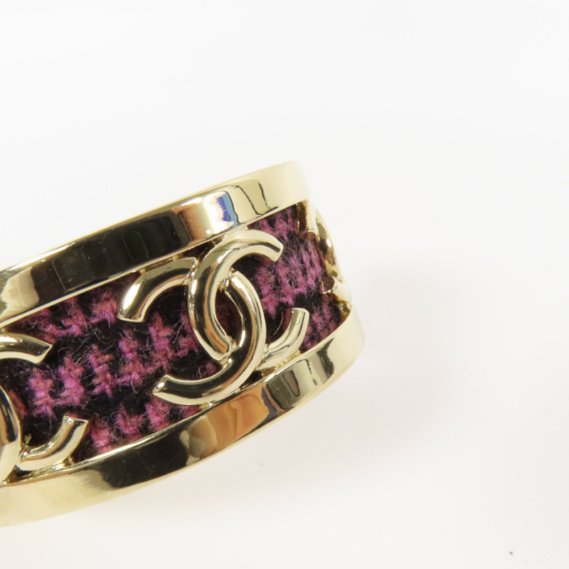 CHANEL 金屬/Tweed CoCo Mark Bangle手鐲-4