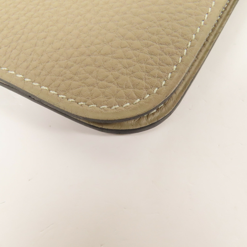 HERMES Clemence皮革Dogon GM金扣長錢包Gris Tourterelle-14