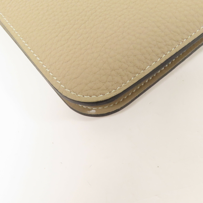 HERMES Clemence皮革Dogon GM金扣長錢包Gris Tourterelle-15