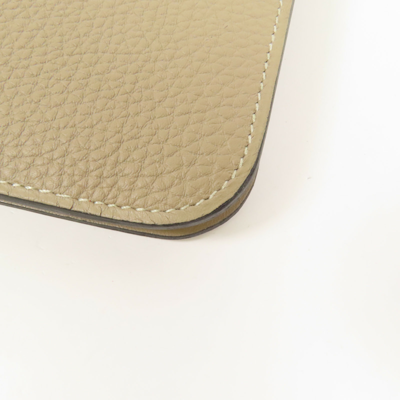HERMES Clemence皮革Dogon GM金扣長錢包Gris Tourterelle-16