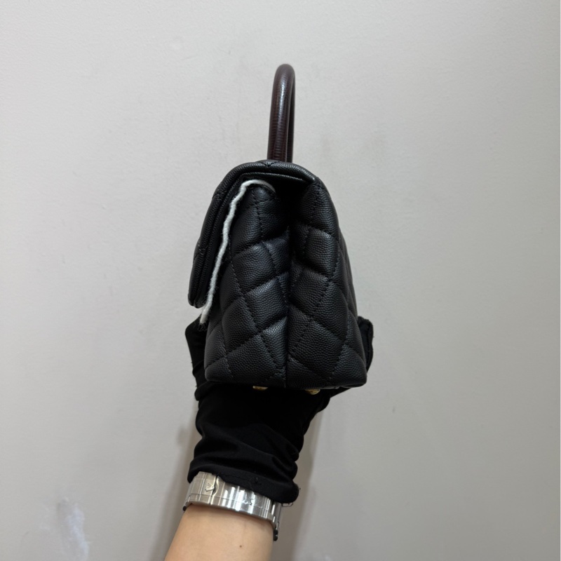 【全套❤️】Chanel coco handle 小號黑色金扣 紅色蜥蜴紋手柄 單肩斜挎包手袋-4