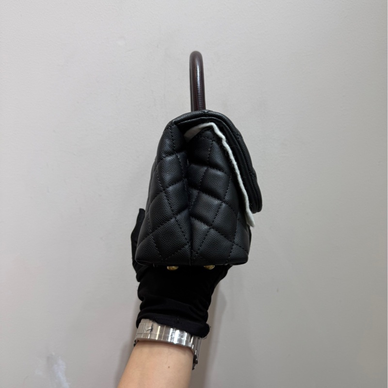 【全套❤️】Chanel coco handle 小號黑色金扣 紅色蜥蜴紋手柄 單肩斜挎包手袋-5