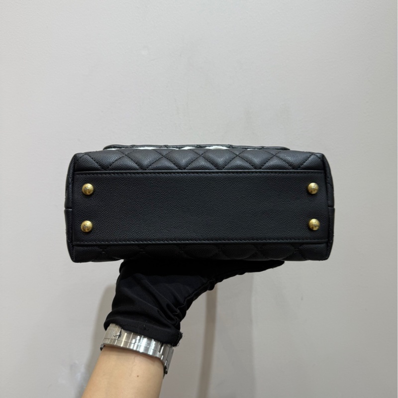 【全套❤️】Chanel coco handle 小號黑色金扣 紅色蜥蜴紋手柄 單肩斜挎包手袋-6