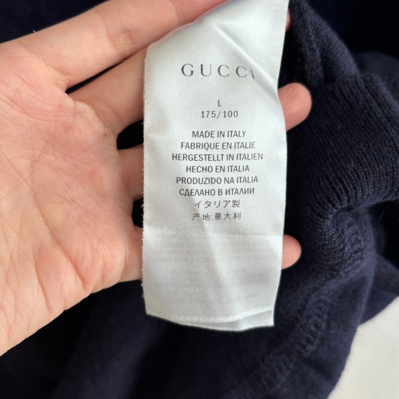 ::GUCCI:: V領藍色針織長袖上衣-7
